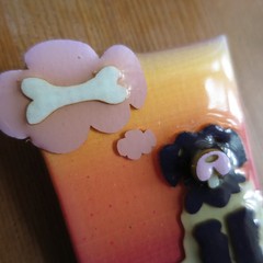 Adorable Dog Lucinda Pet Pin Dreaming About Bone Sunset Thought Bubble Treat VTG
