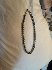 Vintage Trifari Gold-Tone and Black Enamel Link Chain Necklace