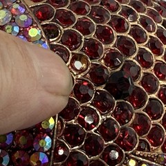 Vintage Fish Clamper Cuff Bracelet Red Pink AB Rhinestone Enamel Statement