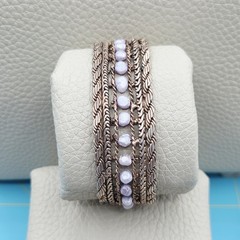 Vintage Multi Strand Bracelet Purple Bead Rhinestone Slide Clasp Antiqued Tone