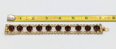 Vintage Cognac Brown Yellow Rhinestone Link Bracelet MCM Glass Crystals 7″