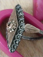 Antique Victorian Silver and Marcasite Ring Size 6