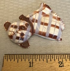 Art Deco Vintage Celluloid Gingham Dog Brooch brown and tan plaid pattern