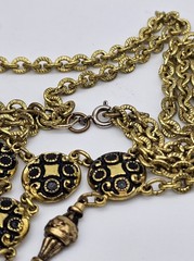 Vintage Y2K GOLD TONE Dangle Medallion Chain Necklace Boho Steampunk Ethnic EUC