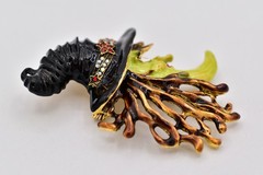 Kirks Folly Vintage Witch Moon Brooch Halloween Rhinestone Enamel Pin Signed 9B