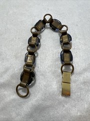 Vintage Glass Cabochon Brass Bracelet Multi Color Rainbow Unique Colorful