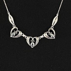 SORRENTO sterling silver necklace – vintage hematite stone filigree heart 18.25″