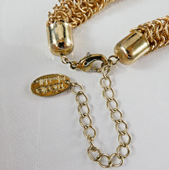 Nicole Miller Chainmail Necklace Gold Tone Thick 21″ Length