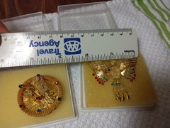 Vintage Dragon, Phoenix, Butterfly, Filigree Brooch/Pendant Set Gold Tone Asian