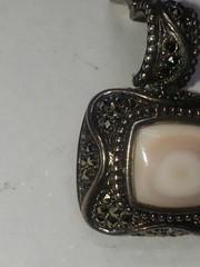 Vintage LT 925 Sterling Silver With Marcasite Stone Pendant Good Condition
