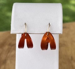 Vintage Copper Orange Hoop Earrings 14KT Wire Posts Retro Mod 1/2” Hoops NOS