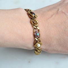 Vintage Signed Goldette N.Y. Victorian Revival Slide Bracelet