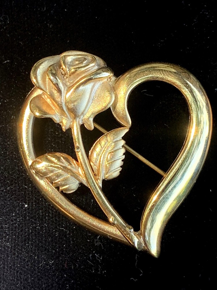 Princess Diana Memorial Heart Rose Brooch Pin Gold Tone Legacy Love RDC ❤️sj3j5