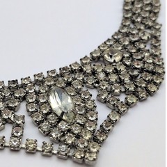 Vintage Crystal Glamorous Clear Rhinestone Collar Bib Necklace Adjustable