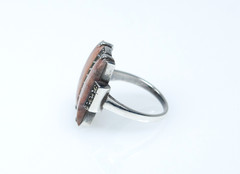 900 Silber Antik Art Deco Ring Achat Markasite Ringgröße 51,5