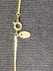 Vintage Gold-toned Necklace Flat Diamond Cut Herringbone Chain Signed 15.5 In