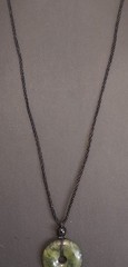 Natural Dark Green Nephrite Jade Pi Donut Pendant Necklace Lucky Cord 1″ ~~READ~