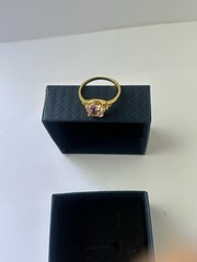 Vintage Pink Cubic Zirconia Ring Gold Plated Womens Size 9.5