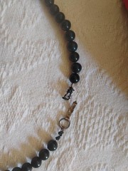 Faux Dark Jade Round Bead Choker Necklace 16″ with Wired Clasp