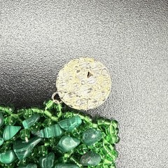 Vintage Beaded Woven Malachite Necklace And Bracelet – 16” Necklace 7” Bracelet