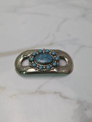Vintage Bell Trading Nickel Silver Faux Turquoise Scarf Buckle