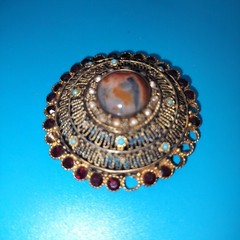Israel Gilt Silver 935 Filigree Missing Stones Brooch Pendant Vintage