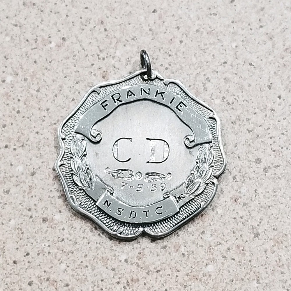 Vintage 1959 Sterling Silver Frankie N.S.D.T.C CD Pendant- 7-5-59- 15.7 Grams