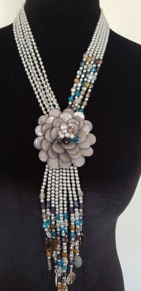 Joan Rivers RETIRED “Starlet Style” RETIRED Lariat Necklace in Silver/Grey