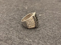 VINTAGE ART DECO WS STERLING 925 BLACK/CLEAR CZ CIGAR BAND COCKTAIL RING *8.7 gm