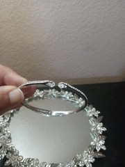 EXQUISITE Signed Givenchy 3″ Stretchable Chrome & Rhinestone Bracelet