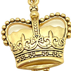 Vintage Maximal Art John Wind Crown Locket Necklace Gold Tone Signed 16″-18″