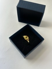 Vintage Yellow Cubic Zirconia Ring Gold Plated Womens Size 8.5