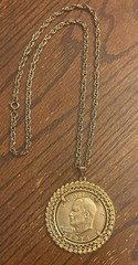 Gold Plated 1974 Eisenhower Dollar Pendant Necklace