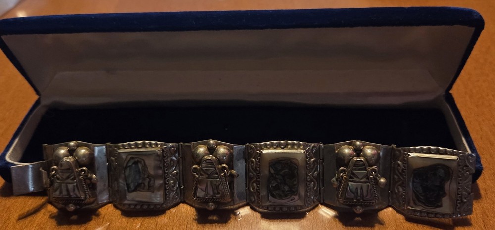 Religious Charm Link Bracelet Silver Tone Metal Silver Color