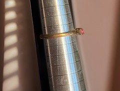 Vintage Gold Filled Ring Red Stones Missing Center Stone Estate Jewelry Size 7