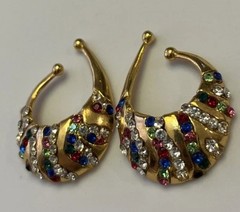 Vtg Idemaria IIQuartorecchino Signed Swarovski Crystal Glamour Ear Cuff Earrings
