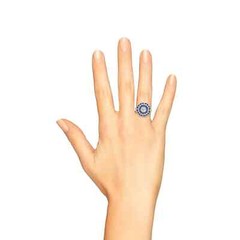 3Ct Art Deco Style Lab Created Diamond & Sapphire Floral 14K White Gold FN Ring