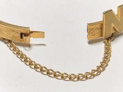 Vtg NASSAU enamel Letters Etched Art Deco Bracelet Vtg Hinged Bahamas Women’s