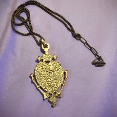 Vintage European Heart Enamel Necklace Unique Dove Inlay Retro Pendant Jewelry