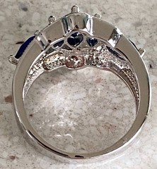 Faux Sapphire Crystal Statement Cocktail Ring Marquise Cut Prong Set Band Size 8