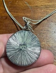 Vintage KC Signed Faux Triplet Green Opal Silver Tone Necklace 11″ Long