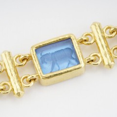 Elizabeth Locke 7 Station Rectangular Venetian Glass in 19k Yellow Gold