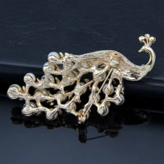Vintage Style Peacock Bird Rhinestone Crystal White Bird Brooch Pin Pendant Gift