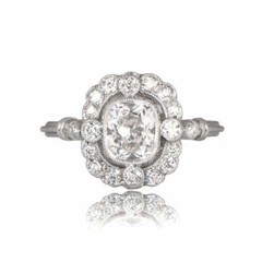 2.50Ct White Cushion Cut Simulated Diamond Art Deco Engagement 925 Silver Ring