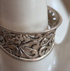 Vtg Signed Mark Anthony Open Work Heart Design Size 8 Sterling Silver Band Ring