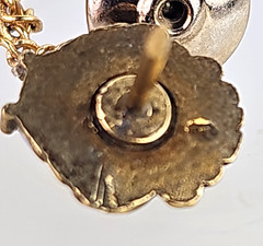 Vintage Signed Swank Gold Tone Lion with Faux Opal in Mouth Tie Lapel Pin .50 in