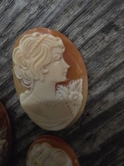 Vintage Cameo Profile Gorgeous Shell Carved Floral adorned Victorian Lady Lot