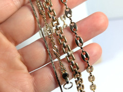 Vtg Bracelet Lot Twisted Rope Flat Snake Chain Puff Mariner Square Link Gold Ton