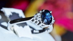 14k white gold sz 7.75 ring 1.00ct natural, treated sapphire diamond 3.30g N3397