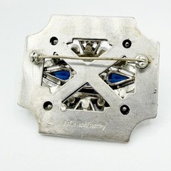 Signed 1940s McClelland Barclay Silver-Tone Sapphire Blue & Clear Rhinestone Pin